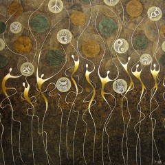'Evrensel Bilinç', 100 x 100 cm. Tuval üzerine yağlı boya, 2020