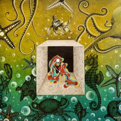 'Doğada İnsan Silüeti', 75 x 75 cm. Tuval üzerine yağlı boya, 2021 (Satılmıştır)